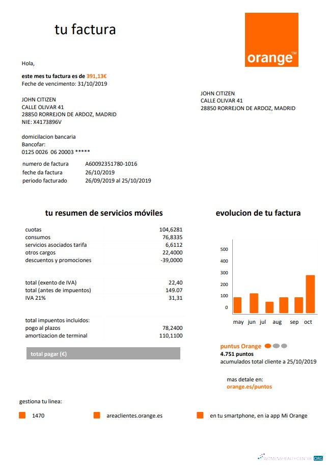 download download Spain Orange easy fillable utility bill template in Word and PDF format PDF template PDF template